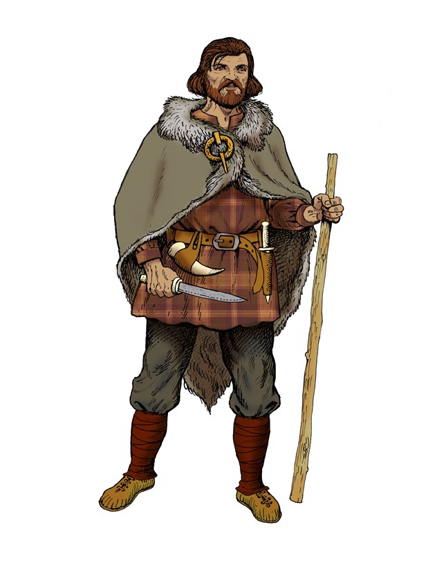 An Iron Age man, illustrated by Ugly Studios