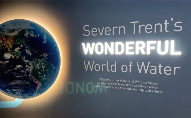 The intro wall of the Severn Trent Wonderful World of Water exhibition.
